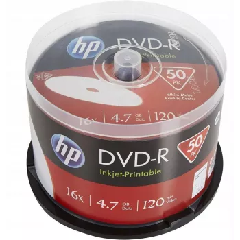 Verbatim HP mustesuihkutulostettava DVD-R spindeli (50 levyä) - 16x, 4.7 GB, AZO Dye, valkoinen tulostettava pinta