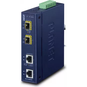 Planet IGT-2205AT teollisuus 2-porttinen Gigabit Ethernet - SFP-mediakonvertteri, IP30, -40°C - 75°C