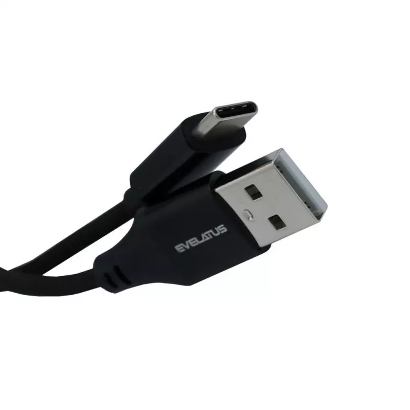 Evelatus AutoSpring Coiled Cable USB A - USB C 1,2 m musta