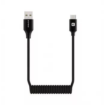 Evelatus AutoSpring Coiled Cable USB A - USB C 1,2 m musta