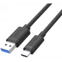 UNITEK USB 3.1 Type-A - Type-C kaapeli 0,5m musta