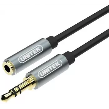 UNITEK 3.5mm äänen jatkokaapeli 1m - plugi - liitäntä, kullattu, musta