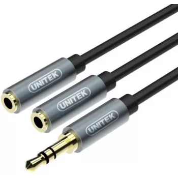 UNITEK Y-C956ABK 3,5 mm mini-jakki -liitin 2x 3,5 mm jakki -liittimeen -audiosplitteri-adapterikaapeli - musta