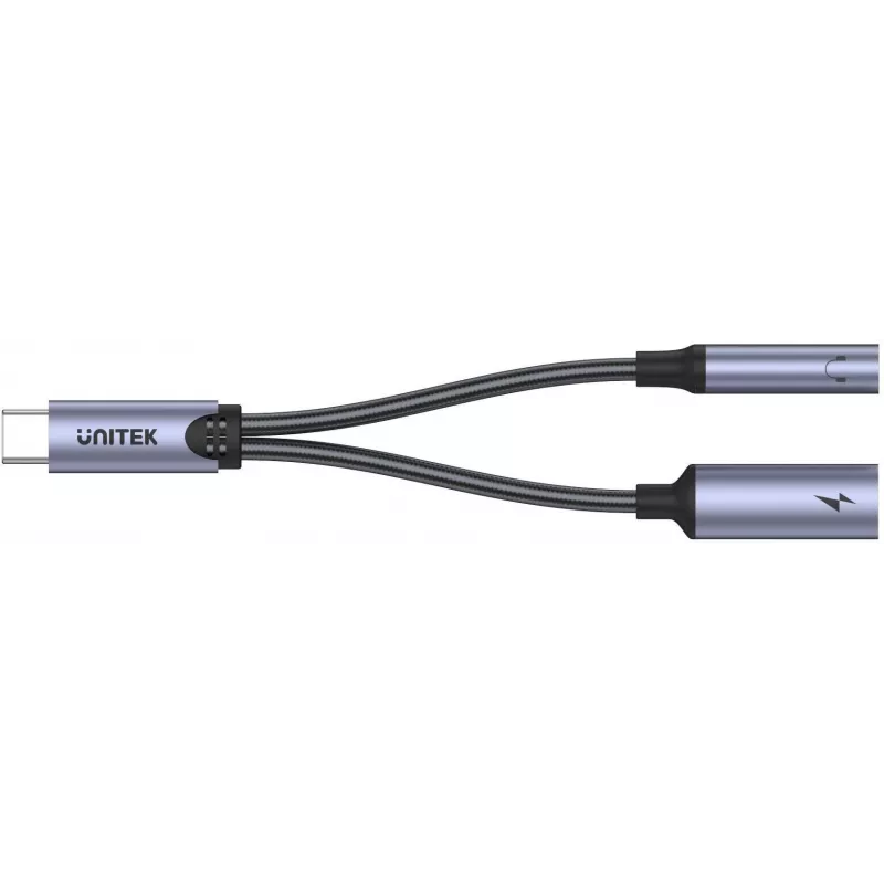 UNITEK USB-C 3,5 mm audioliitäntään ja USB-C 60W PD -adapteri (Space Grey)