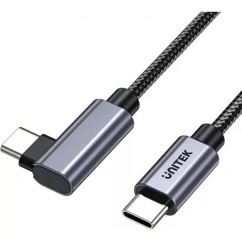 UNITEK USB-C 90° kulmakaapeli PD 100W 0,5 m musta