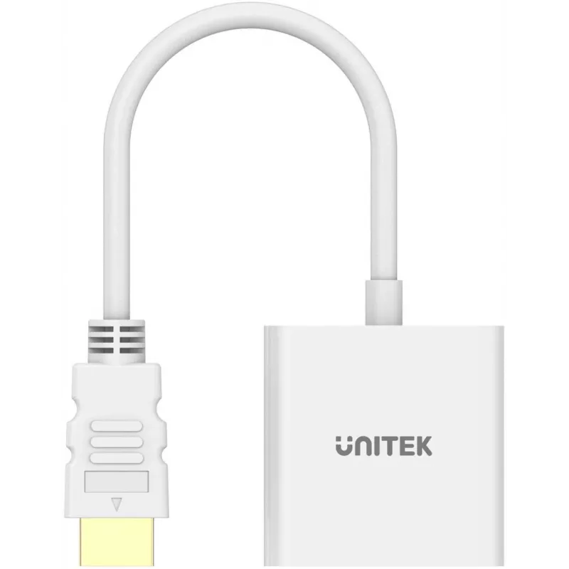 UNITEK HDMI-VGA-adapteri, Full HD 1080p, 60Hz, valkoinen