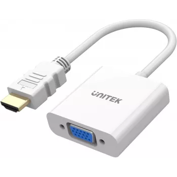 UNITEK HDMI-VGA-adapteri, Full HD 1080p, 60Hz, valkoinen
