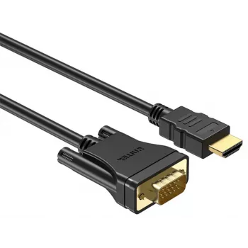 UNITEK HDMI-VGA-kaapeli, Full HD 1080p, 60Hz, 2 m, musta