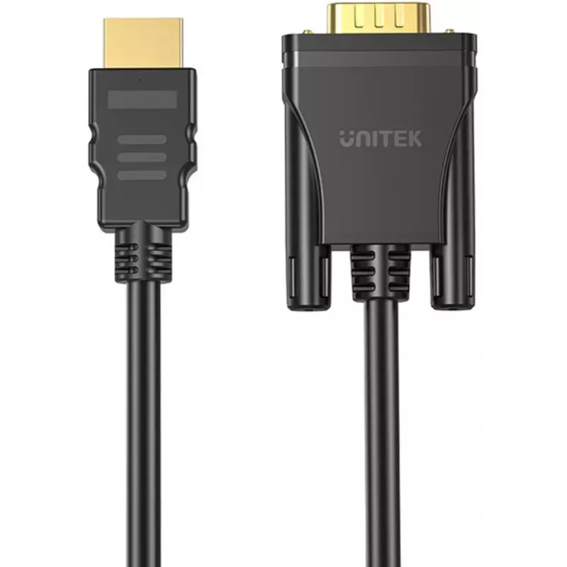 UNITEK HDMI-VGA-kaapeli, Full HD 1080p, 60Hz, 2 m, musta