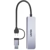 UNITEK 5-in-1 USB-C -keskitin SD- ja MicroSD-kortinlukijalla, 5 Gbit/s, Space Grey