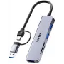 UNITEK 5-in-1 USB-C -keskitin SD- ja MicroSD-kortinlukijalla, 5 Gbit/s, Space Grey