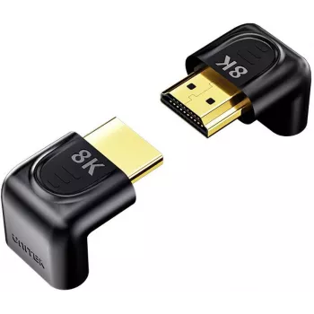 UNITEK 8K HDMI -kulma-adapteri 90° ja 270° (2 kpl:n pakkaus) - musta