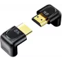 UNITEK 8K HDMI -kulma-adapteri 90° ja 270° (2 kpl:n pakkaus) - musta