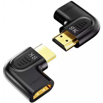 UNITEK litteä kulma 8K HDMI -adapteri 90° ja 270° (2 kpl:n pakkaus) - musta