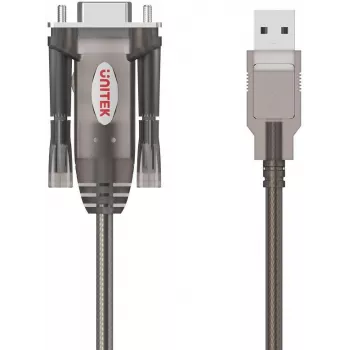 UNITEK USB-A RS232 -sarjaporttimuunninkaapeli, DB9-pistoke, 1,5 m, musta