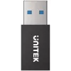 UNITEK USB-A datalukko-adapteri - vain lataus, musta