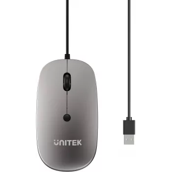 UNITEK SlimTrack 1600DPI langallinen optinen hiiri, harmaa