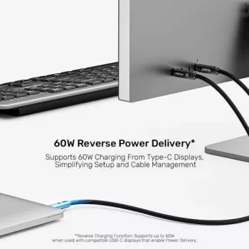 UNITEK USB-C Active Optical Cable 5 m - 10Gbps, PD 60W, 8K@30Hz, musta