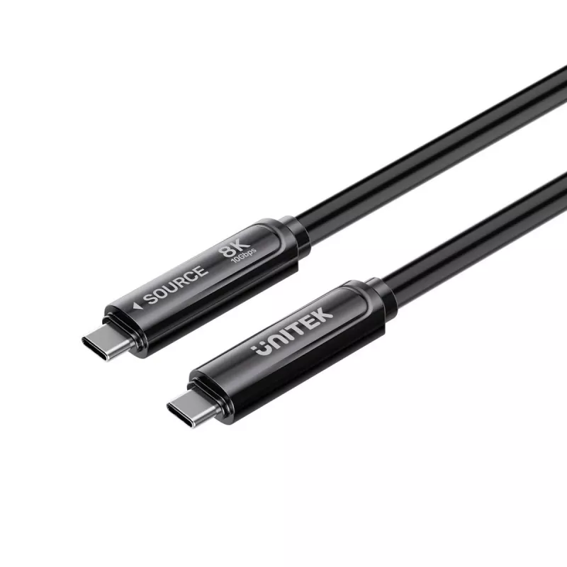 UNITEK USB-C Active Optical Cable 7 m – 10Gbps, PD60W, 8K@30Hz, musta