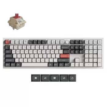 Keychron Q6U-P1 100% Full-Size mekaaninen pelinäppäimistö, Gateron G Pro 3.0 Milk POM Red Switch, Hot-Swap, 8K Polling Rate, RGB, QMK/VIA, CNC-alumiinikotelo, Double-Shot PBT-näppäinhatut, USB-C johdollinen