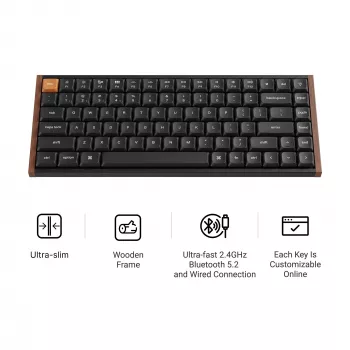 Keychron K3M-F1 75% Low-Profile mekaaninen näppäimistö, Gateron Red Switch, RGB Hot-Swap, Bluetooth 5.1 & USB-C, musta