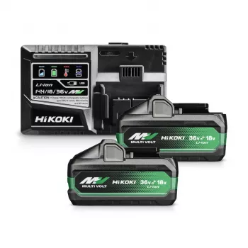 Hikoki 36V MultiVolt akku 2,5 Ah (2 kpl:n pakkaus) ja pikalaturi UC18YSL3