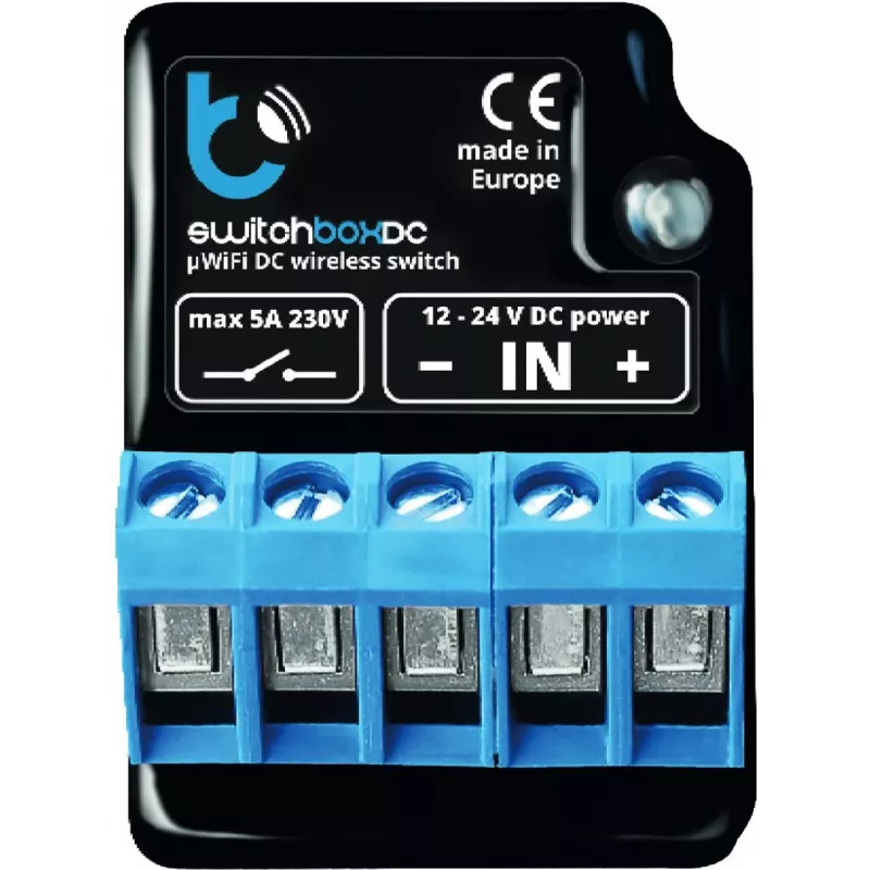 BLEBOX SwitchBoxDC Wi-Fi relemoduuli 1-kanava 10A 12-24V DC