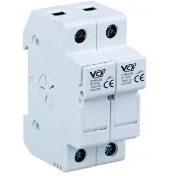 VCX CF PV32 2P 2-napainen sulakepohja 32A 1000V DC 10x38mm sulakkeelle, DIN-kiskoasennus, ruuviliitäntä, aurinkosähkö