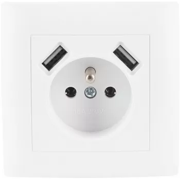 VCX WESA LC 13A yksittäispistorasia USB-laturilla valkoinen