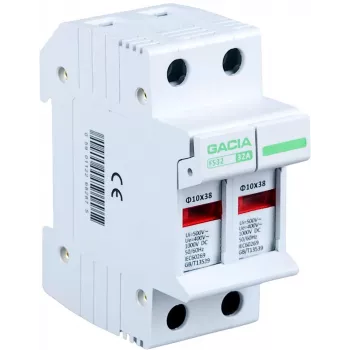 VCX Pro sulakepohja 2-napainen 32A 400V AC 10x38mm DIN-kisko