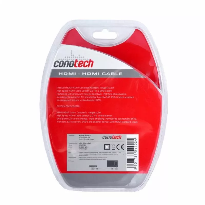 CONOTECH NS-015R HDMI 2.0 -kaapeli 1,5 m musta