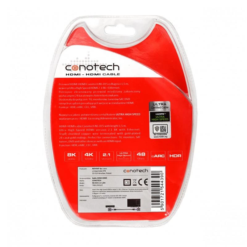 CONOTECH NS-015 HDMI 2.1 8K -kaapeli 1,5m