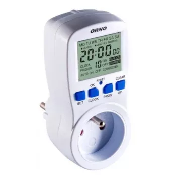 ORNO OR-PRE-409 digitaalinen viikkoajastin, 230V, 16A, 10 ohjelmaa, LCD-näyttö, ajastin