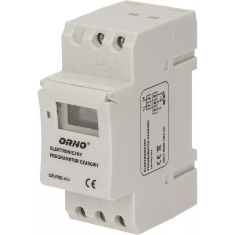 ORNO OR-PRE-414 digitaalinen ajastin, DIN-kisko, 230V AC, 16A, 1 kanava