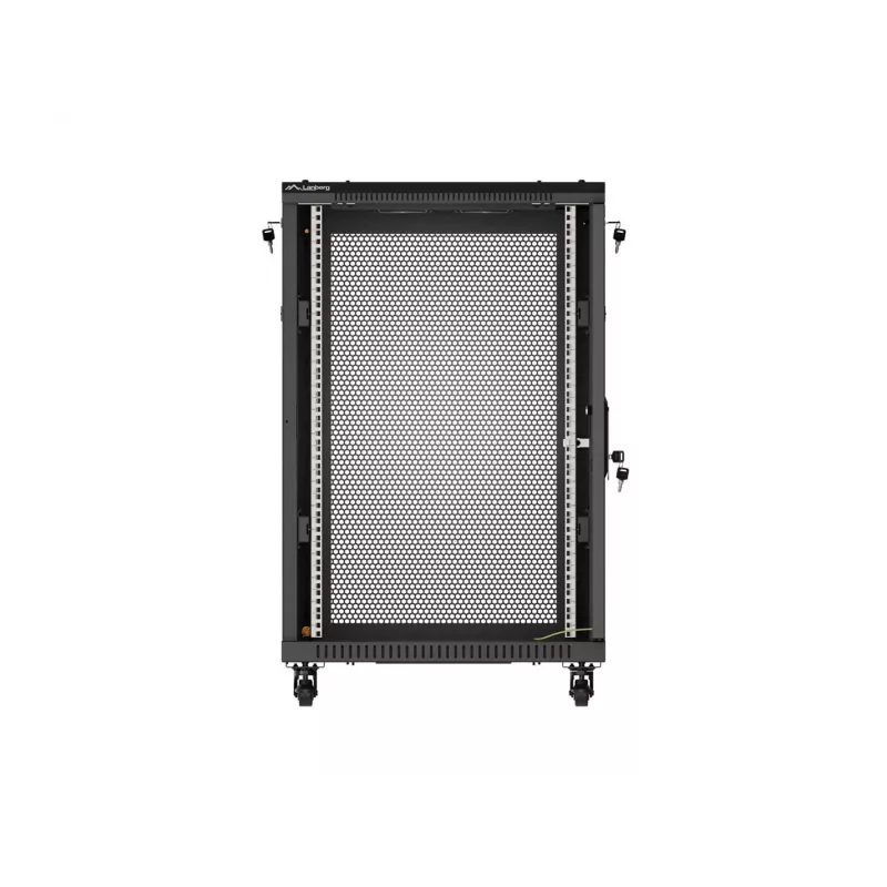 Lanberg 19 tuuman 18U 600x600 musta pystykaappi rei'itetyllä ovella (Flat Pack)