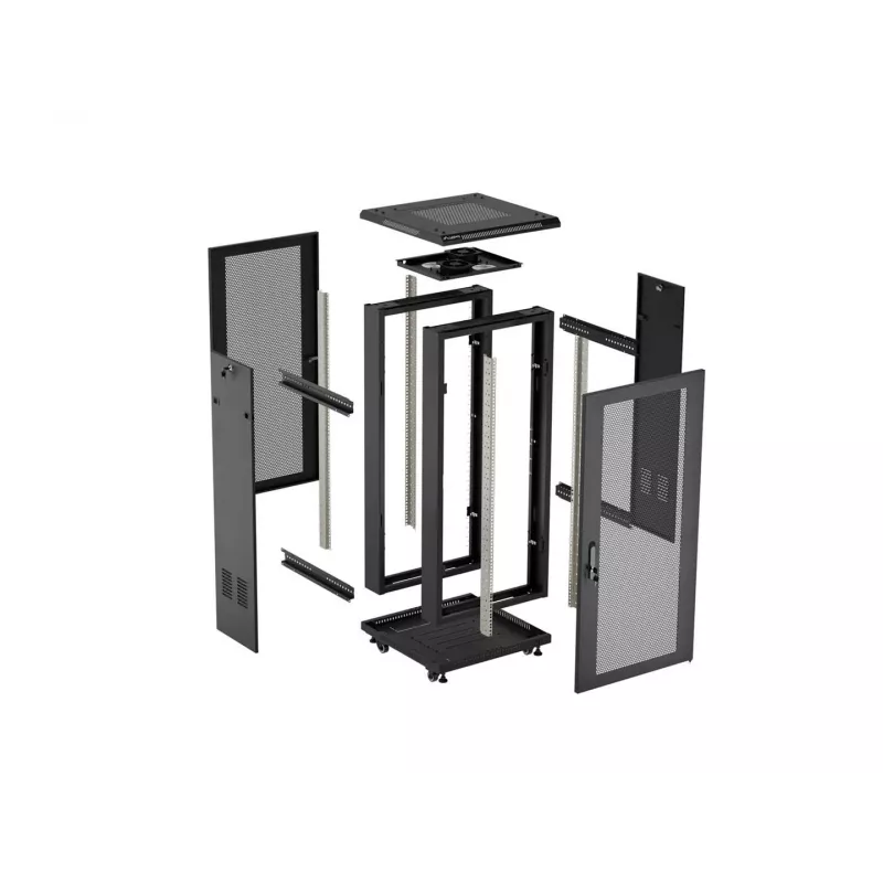 Lanberg 19 tuuman 18U 600x600 musta pystykaappi rei'itetyllä ovella (Flat Pack)