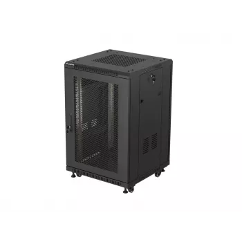 Lanberg 19 tuuman 18U 600x600 musta pystykaappi rei'itetyllä ovella (Flat Pack)