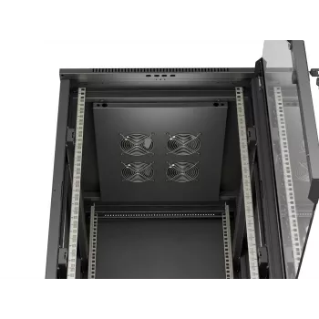 LANBERG 18U 19 tuuman pysty-palvelinkonepöytäkaappi 600x800mm musta karkaistulla lasiovella (Flat Pack)
