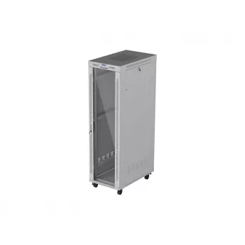 LANBERG 19 tuuman 42U pystykaappi 600x1000 mm harmaa, karkaistu lasiovi, LCD-näyttö, Flat Pack