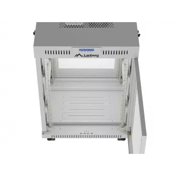 Lanberg 19 tuuman 15U 600x800 harmaa pystykaappi rei'itetyllä ovella ja LCD:llä (Flat Pack)