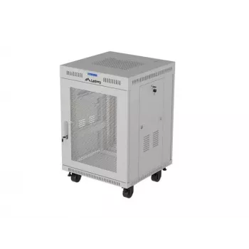 Lanberg 19 tuuman 15U 600x800 harmaa pystykaappi rei'itetyllä ovella ja LCD:llä (Flat Pack)