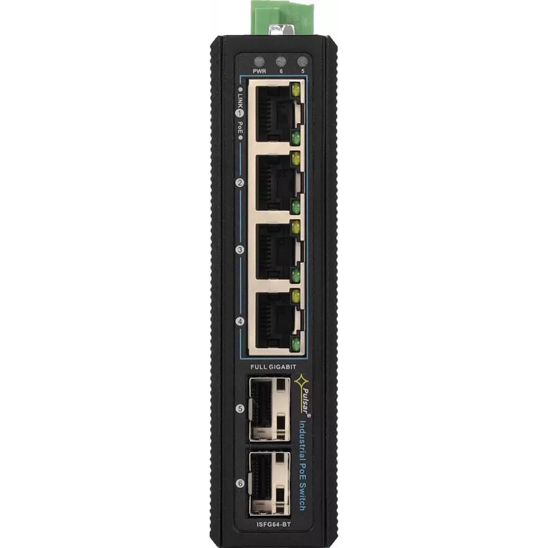 PULSAR ISFG64-BT teollisuuskytkin (4x PoE, 2x SFP)