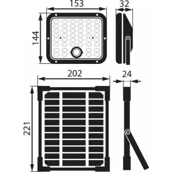 BEMKO SOLPAR aurinko-LED-valonheitin 10W 1500lm 3000/4000K IP65 musta PIR-anturilla