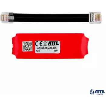 ATTE ASUC-15-480-HS passiivinen PoE-sovitin, tulo 10-30V DC, lähtö 48V DC 15W, 0,31A, RJ45, seinäasennettava, musta