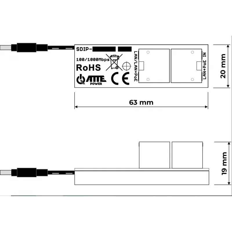 ATTE SDIP-12-121 PoE+-adapteri 30W Gigabit