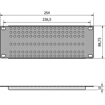 ATTE ADD-RACK10-2U1 10 tuuman 2U rack-asennusadapteri suorilla rei'illä, musta