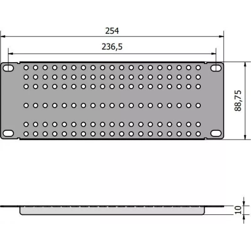 ATTE ADD-RACK10-2U1 10 tuuman 2U rack-asennusadapteri suorilla rei'illä, musta