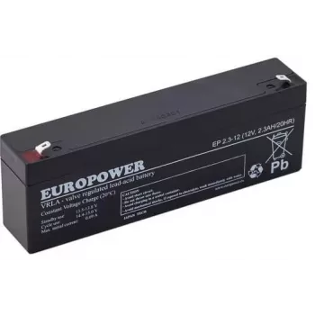 EUROPOWER EP 2.3-12 AGM-akku 12V 2,3Ah 6-9 vuoden suunniteltu käyttöikä