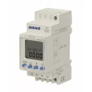 ORNO OR-PRE-433 elektroninen viikkoajastin, DIN-kisko, 16A/3680W, 16 ohjelmaa, 230V