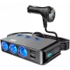 MBG Line HC67C kaksinkertainen savukkeensytyttimen jakaja 3 USB-A-liitännällä, 120 W, musta